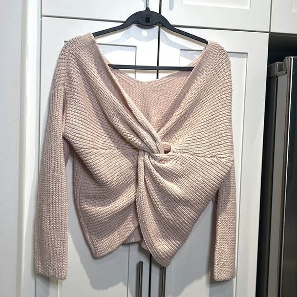 Astr The Label Twist Back V Neck Sweater Cotton Candy Size S - Picture 7 of 12